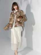COCOBELLA 90% Down Double Faced Reversible Floral Print Straight Commuter Down Jackets