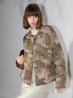 COCOBELLA 90% Down Double Faced Reversible Floral Print Straight Commuter Down Jackets