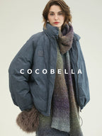 COCOBELLA 90 Percent Duck Down Warm Loose Distressed Ol Commuting Vintage Blue Zipper Vest