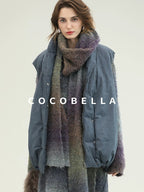 COCOBELLA 90 Percent Duck Down Warm Loose Distressed Ol Commuting Vintage Blue Zipper Vest