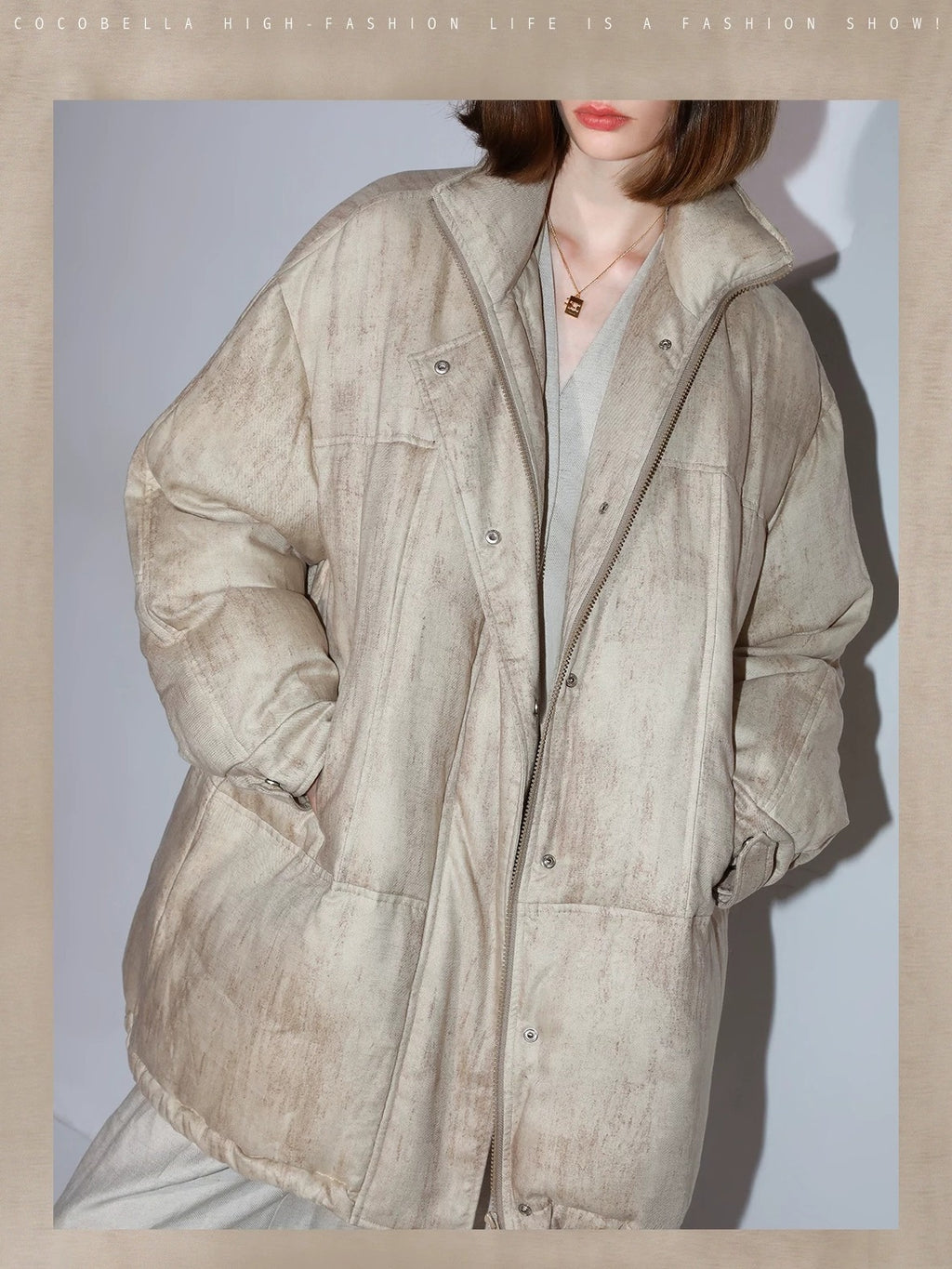 COCOBELLA 90 Percent White Duck Down Warm Midlength Straight Commuter Lyocell Down Jackets