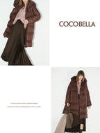 COCOBELLA 90 White Duck Down 200G Straight Fit Commuter Mocha Outerwear Down Jackets