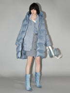 COCOBELLA 90% White Duck Down Hooded Loose Minimalist Commuter Mid Length Down Jackets