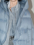 COCOBELLA 90% White Duck Down Hooded Loose Minimalist Commuter Mid Length Down Jackets