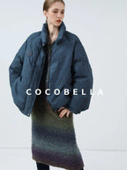 COCOBELLA 90% White Duck Down Straight Fit Vintage Blue Urban Short Down Jackets