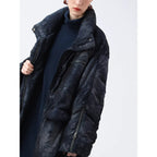 COCOBELLA_90%_White_Duck_Down_Straight_Long_Pleated_Ink_Blue_Women_City_Down_Jackets_MISSTT