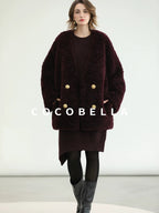 COCOBELLA Acrylic Knit Asymmetric Drop Shoulder H Shaped Straight Work Dresses
