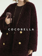 COCOBELLA Acrylic Knit Asymmetric Drop Shoulder H Shaped Straight Work Dresses