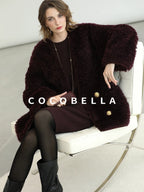 COCOBELLA Acrylic Knit Asymmetric Drop Shoulder H Shaped Straight Work Dresses