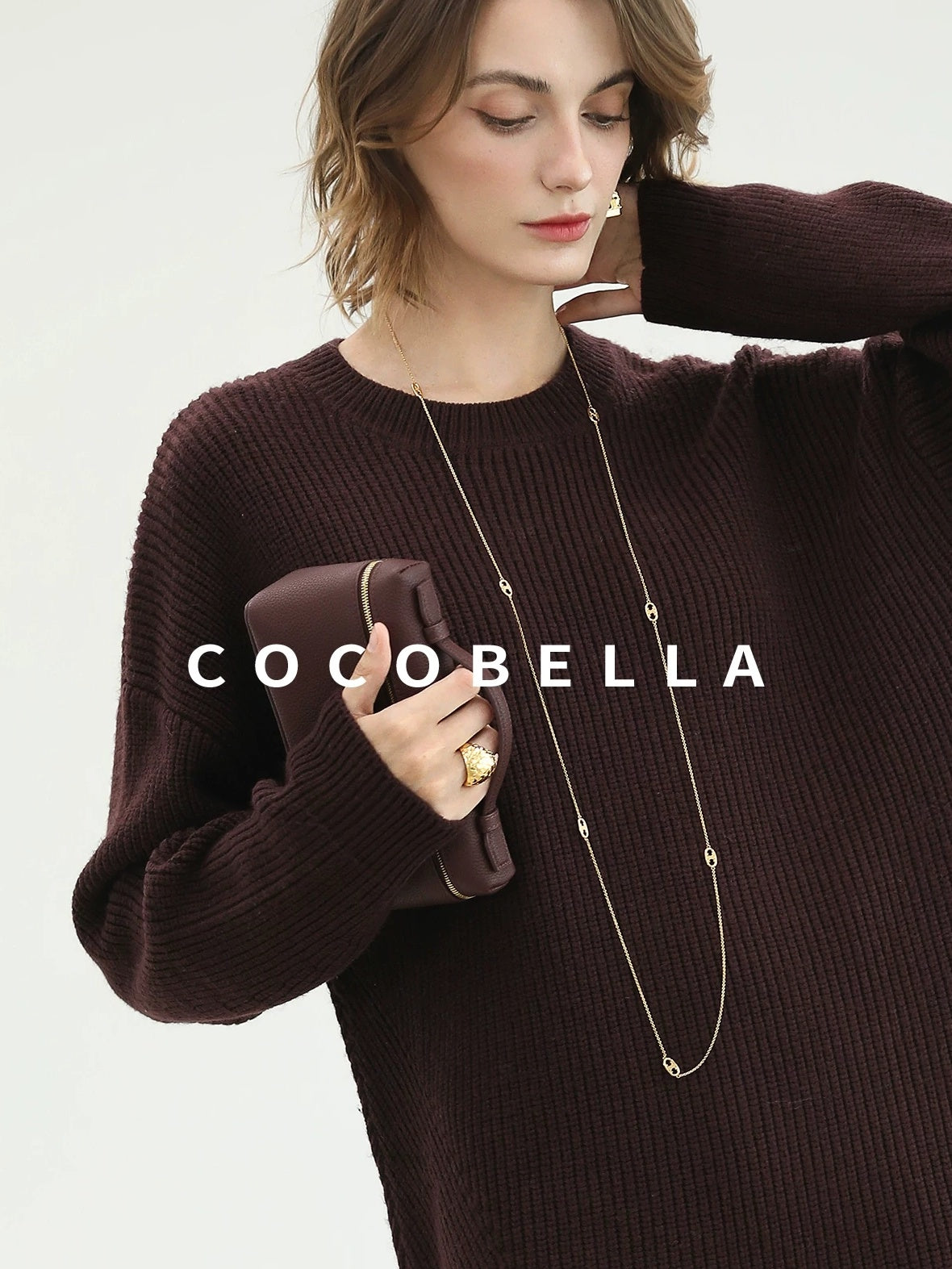 COCOBELLA Acrylic Knit Asymmetric Drop Shoulder H Shaped Straight Work Dresses