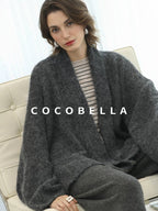 COCOBELLA Acrylic Wool Blend Stripe Straight Fit Minimalist Workday Women Knit Sweater