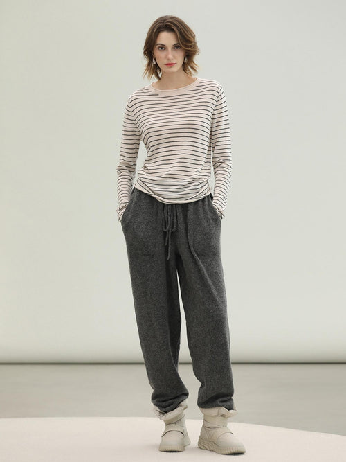 COCOBELLA Acrylic Wool Blend Stripe Straight Fit Minimalist Workday Women Knit Sweater