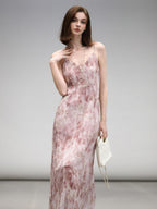 COCOBELLA Adjustable Straps Embroidered A Line V Neck Slip Dress Misty Rose Travel Dresses