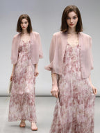 COCOBELLA Adjustable Straps Embroidered A Line V Neck Slip Dress Misty Rose Travel Dresses