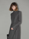 COCOBELLA_Adjustable_Waist_Tie_Mock_Neck_Pleated_Slim_Fit_Long_Sleeve_Office_Dresses_MISSTT