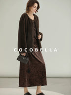 COCOBELLA All Over Faux Fur Short Straight Fit Office Women Coffee Brown Jackets
