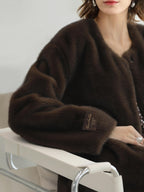 COCOBELLA All Over Faux Fur Short Straight Fit Office Women Coffee Brown Jackets