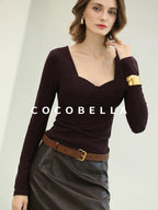 COCOBELLA Anti Static Brushed Knit V Neck Slim Fit Elegant Pullover For Women Work Shirts