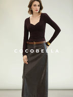 COCOBELLA Anti Static Brushed Knit V Neck Slim Fit Elegant Pullover For Women Work Shirts