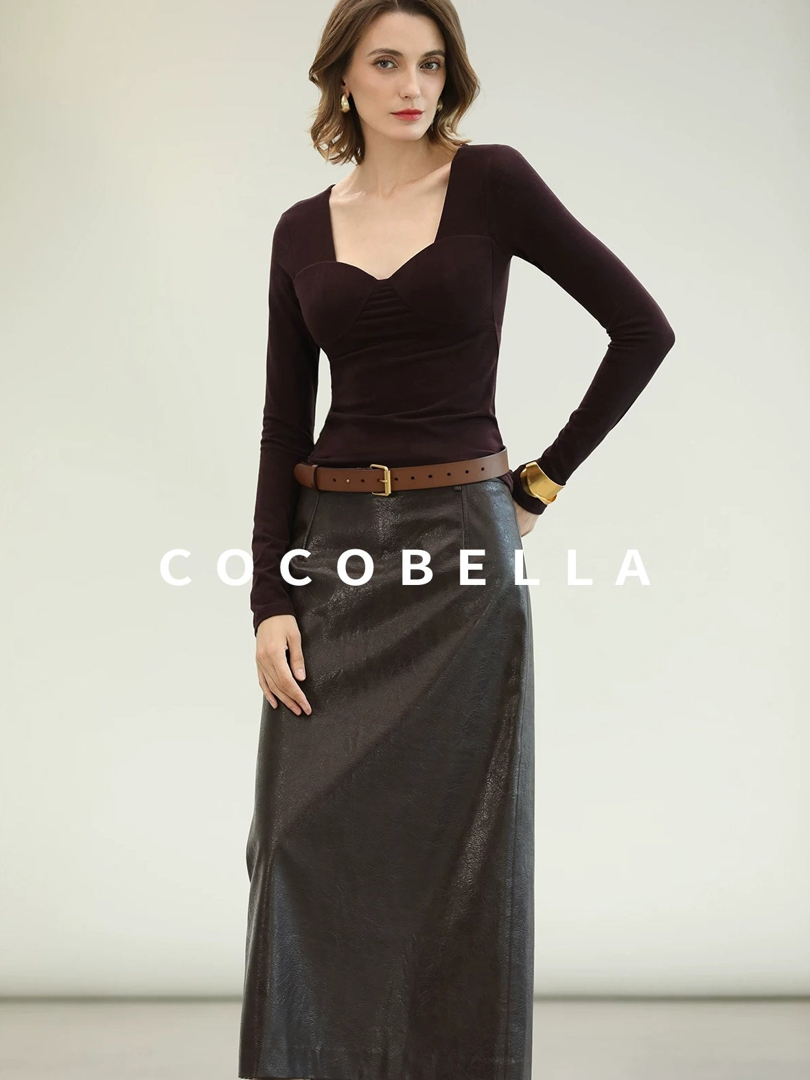 COCOBELLA Anti Static Brushed Knit V Neck Slim Fit Elegant Pullover For Women Work Shirts