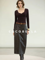 COCOBELLA Anti Static Brushed Knit V Neck Slim Fit Elegant Pullover For Women Work Shirts