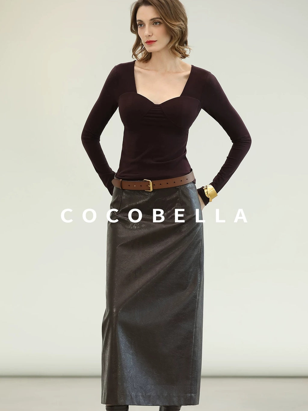 COCOBELLA Anti Static Brushed Knit V Neck Slim Fit Elegant Pullover For Women Work Shirts
