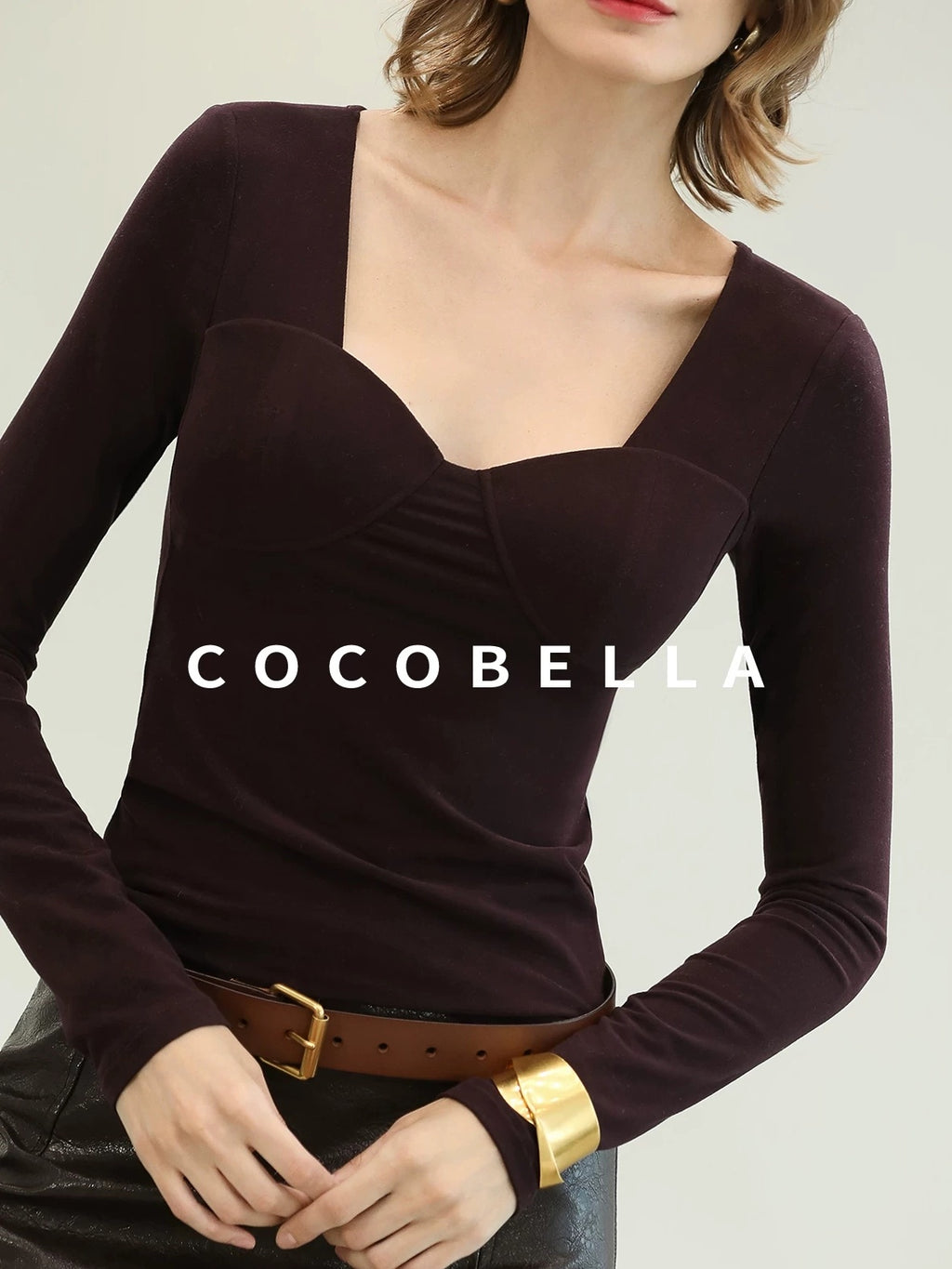 COCOBELLA Anti Static Brushed Knit V Neck Slim Fit Elegant Pullover For Women Work Shirts