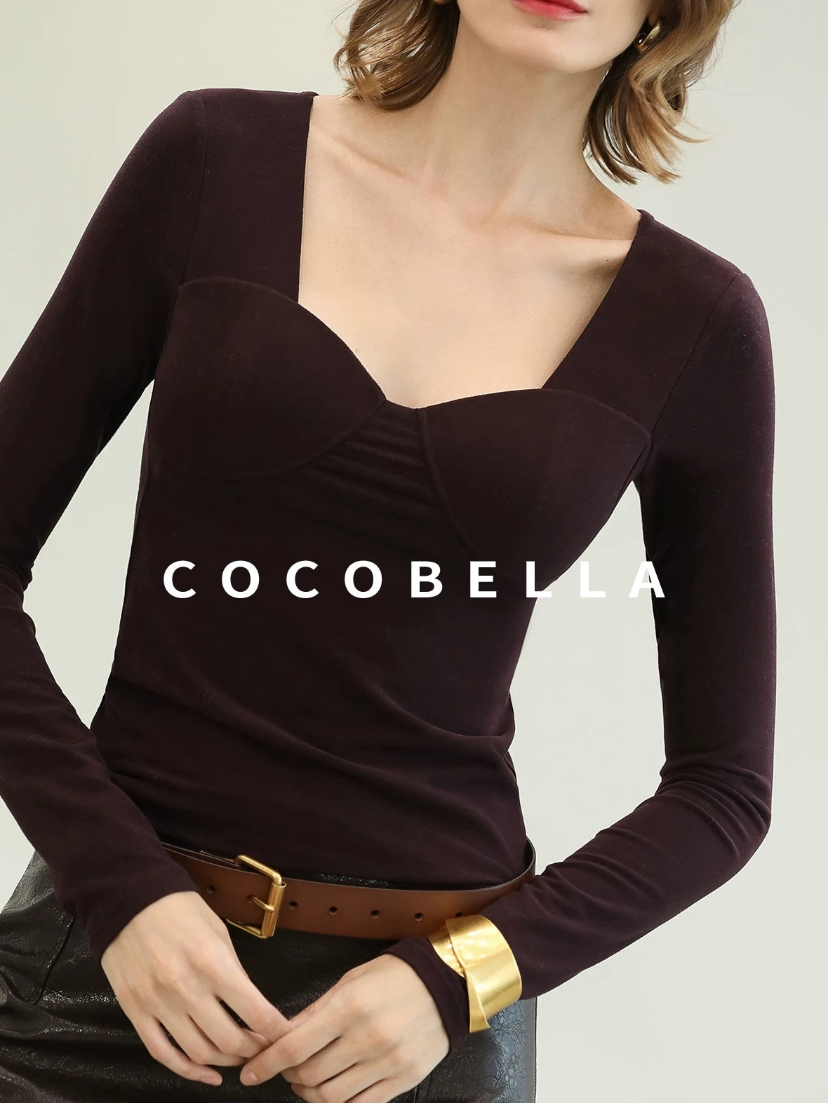 COCOBELLA Anti Static Brushed Knit V Neck Slim Fit Elegant Pullover For Women Work Shirts