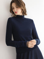 COCOBELLA Anti Static High Neck Slim Fit Pullover Mesh Splice Women Long Sleeve Shirts