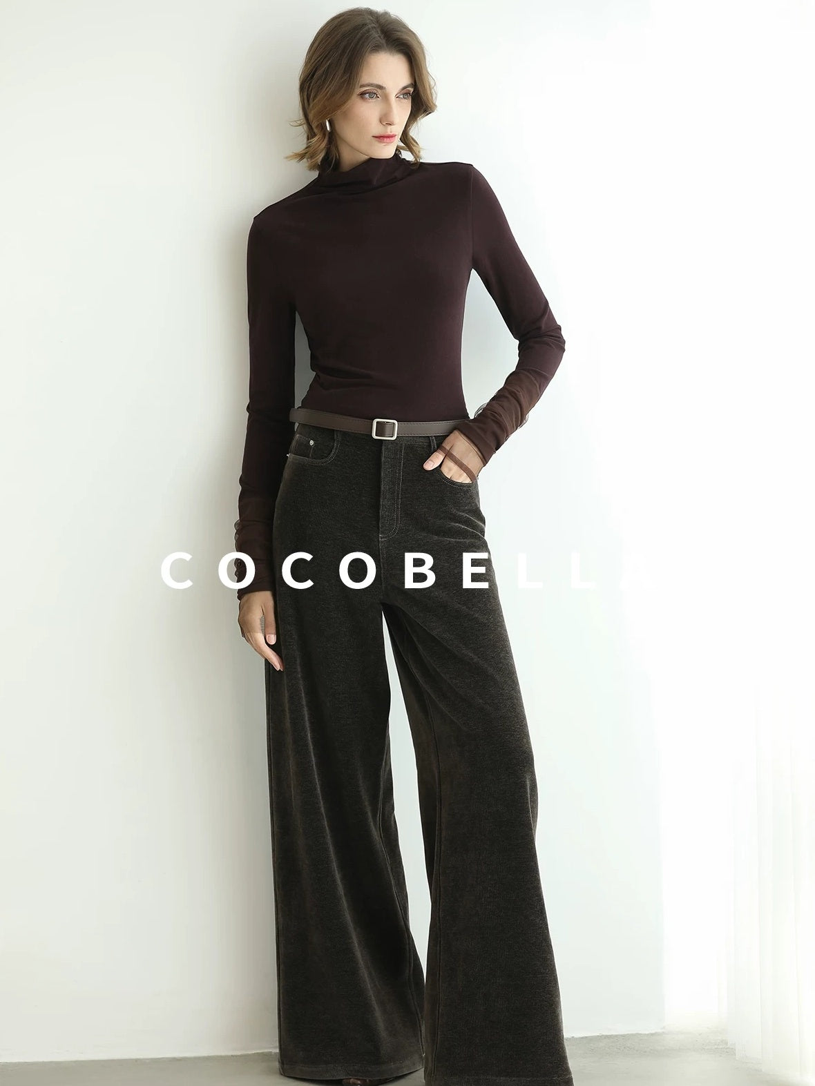 COCOBELLA Anti Static High Neck Slim Fit Pullover Mesh Splice Women Long Sleeve Shirts