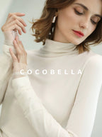COCOBELLA Anti Static Minimal Slim Fit Mesh Splice High Neck Longsleeve Women Office Shirts