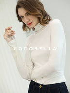 COCOBELLA Anti Static Minimal Slim Fit Mesh Splice High Neck Longsleeve Women Office Shirts