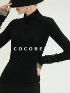 COCOBELLA Anti Static Minimal Slim Fit Mesh Splice High Neck Longsleeve Women Office Shirts
