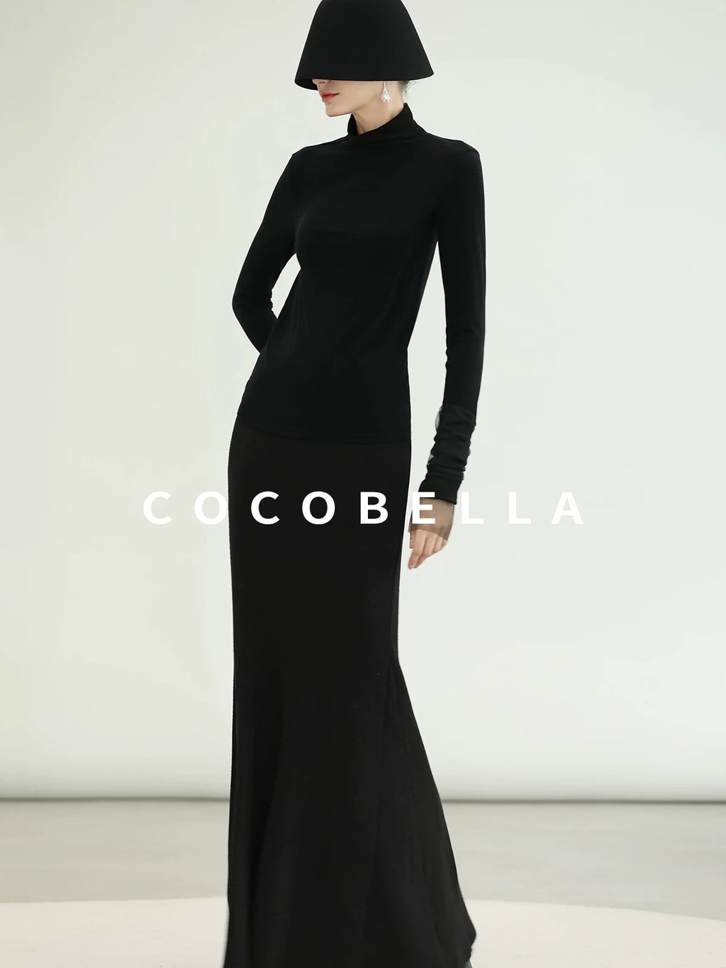 COCOBELLA Anti Static Minimal Slim Fit Mesh Splice High Neck Longsleeve Women Office Shirts