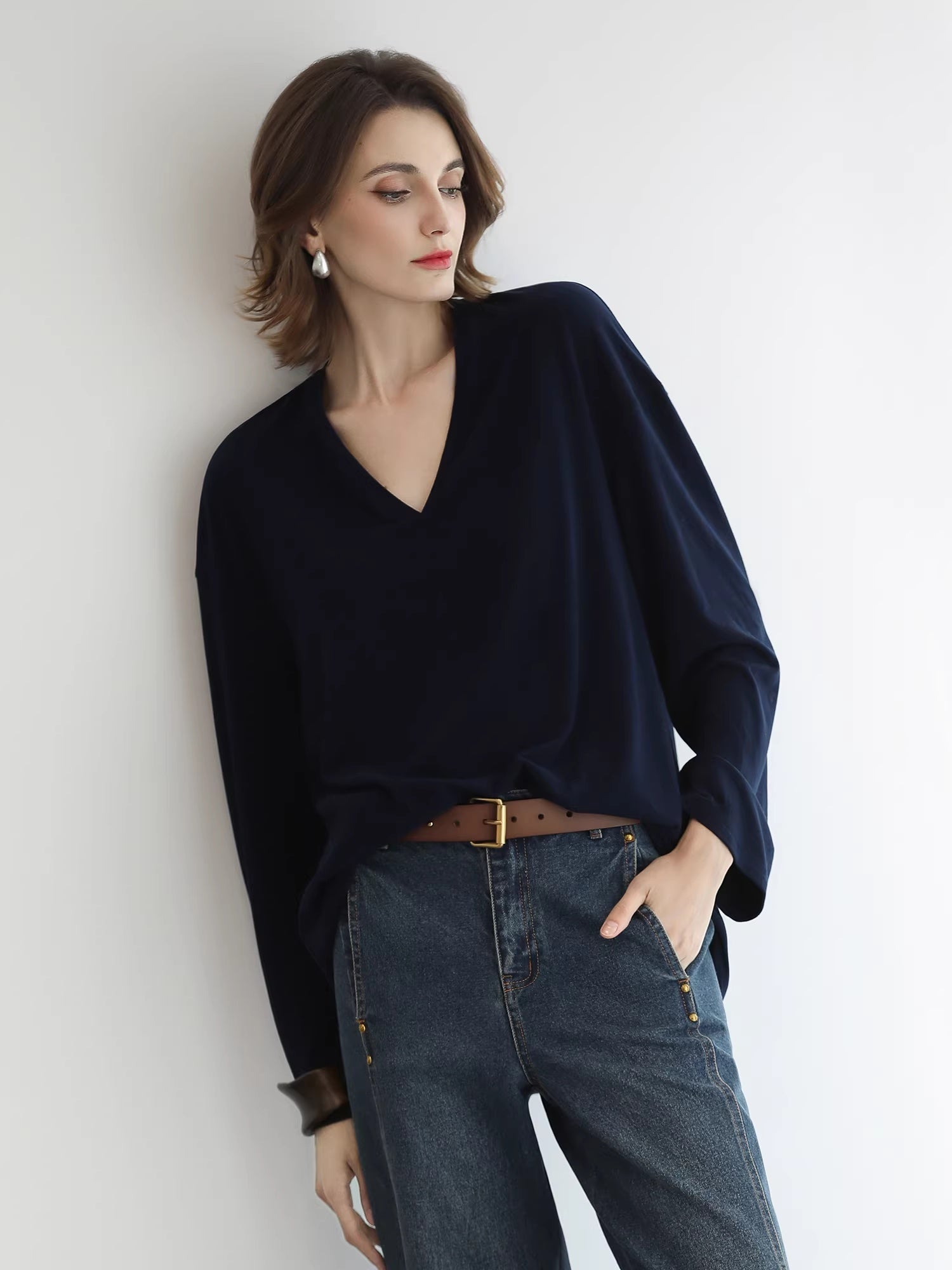 COCOBELLA_Antistatic_V_Neck_Loose_Minimalist_Women_Viscose_Blend_Long_Sleeve_White_Shirts_MISSTT
