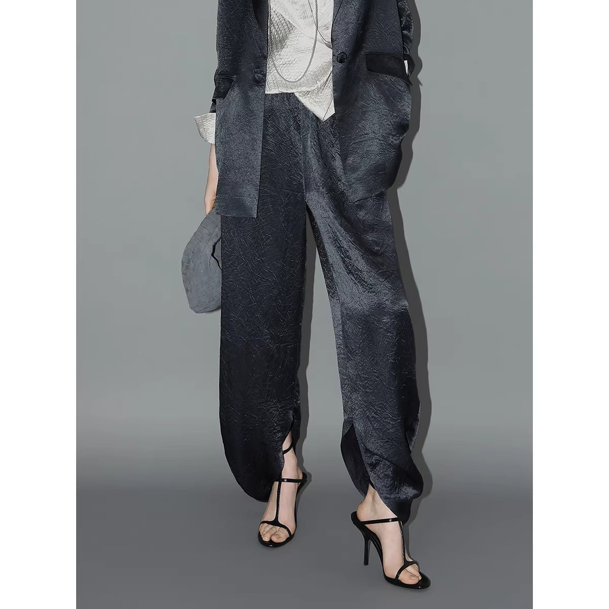 COCOBELLA_Asymmetric_Pleat_Straight_Stand_Collar_Office_Women_Long_Sleeve_Shirts_MISSTT