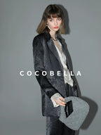 COCOBELLA Asymmetric Pleat Straight Stand Collar Office Women Long Sleeve Shirts