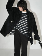 COCOBELLA Asymmetrical Striped Long Sleeve Pullover Straight Fit Commuter Women Shirts