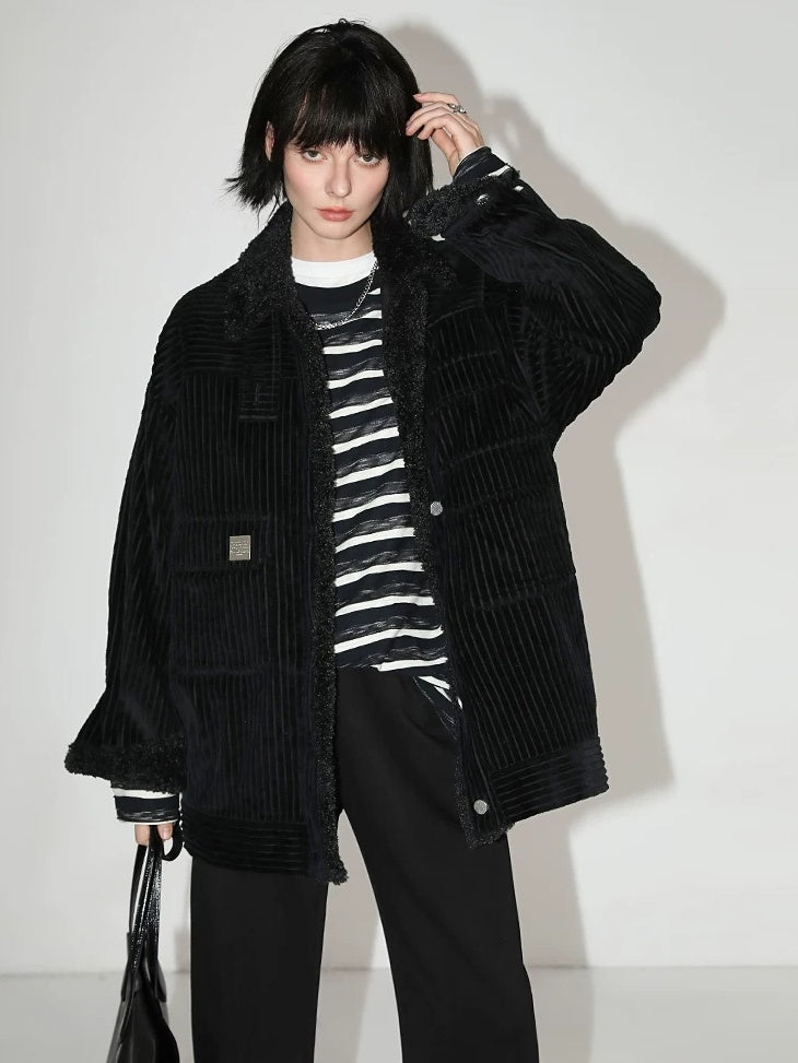 COCOBELLA Asymmetrical Striped Long Sleeve Pullover Straight Fit Commuter Women Shirts