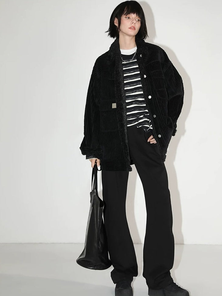 COCOBELLA Asymmetrical Striped Long Sleeve Pullover Straight Fit Commuter Women Shirts
