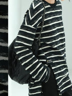 COCOBELLA Asymmetrical Striped Long Sleeve Pullover Straight Fit Commuter Women Shirts