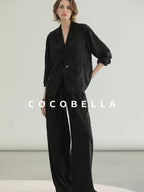 COCOBELLA Botanical Jacquard Straight Fit Single Button Pockets Office Women Blazers