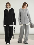 COCOBELLA Brushed Viscose Anti Static Minimalist Loose High Neck Women Long Sleeve T-Shirts