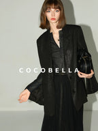 COCOBELLA Button Detail Slim Fit Long Sleeve Office Everyday Polyester Stretch Shirts