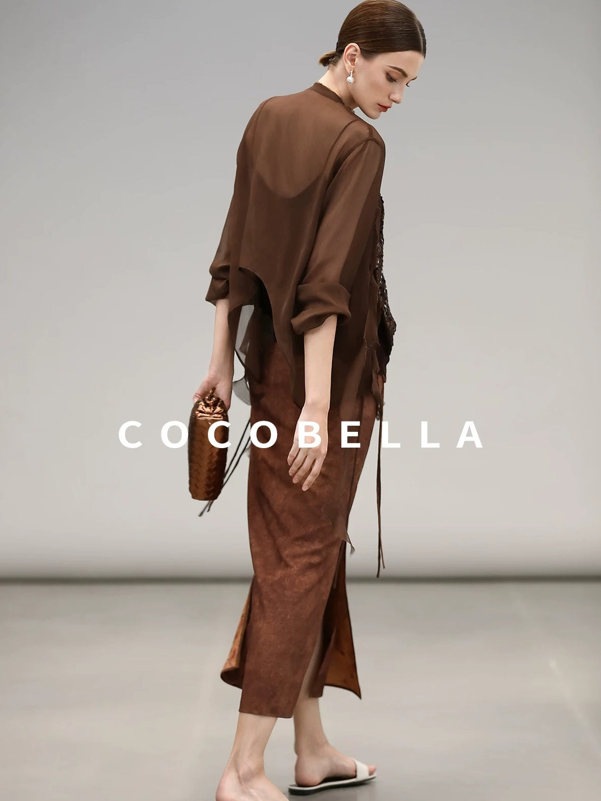 COCOBELLA Chiffon Ruffle Slim Fit Long Sleeve Ladylike Commuter Cardigan Women Shirts