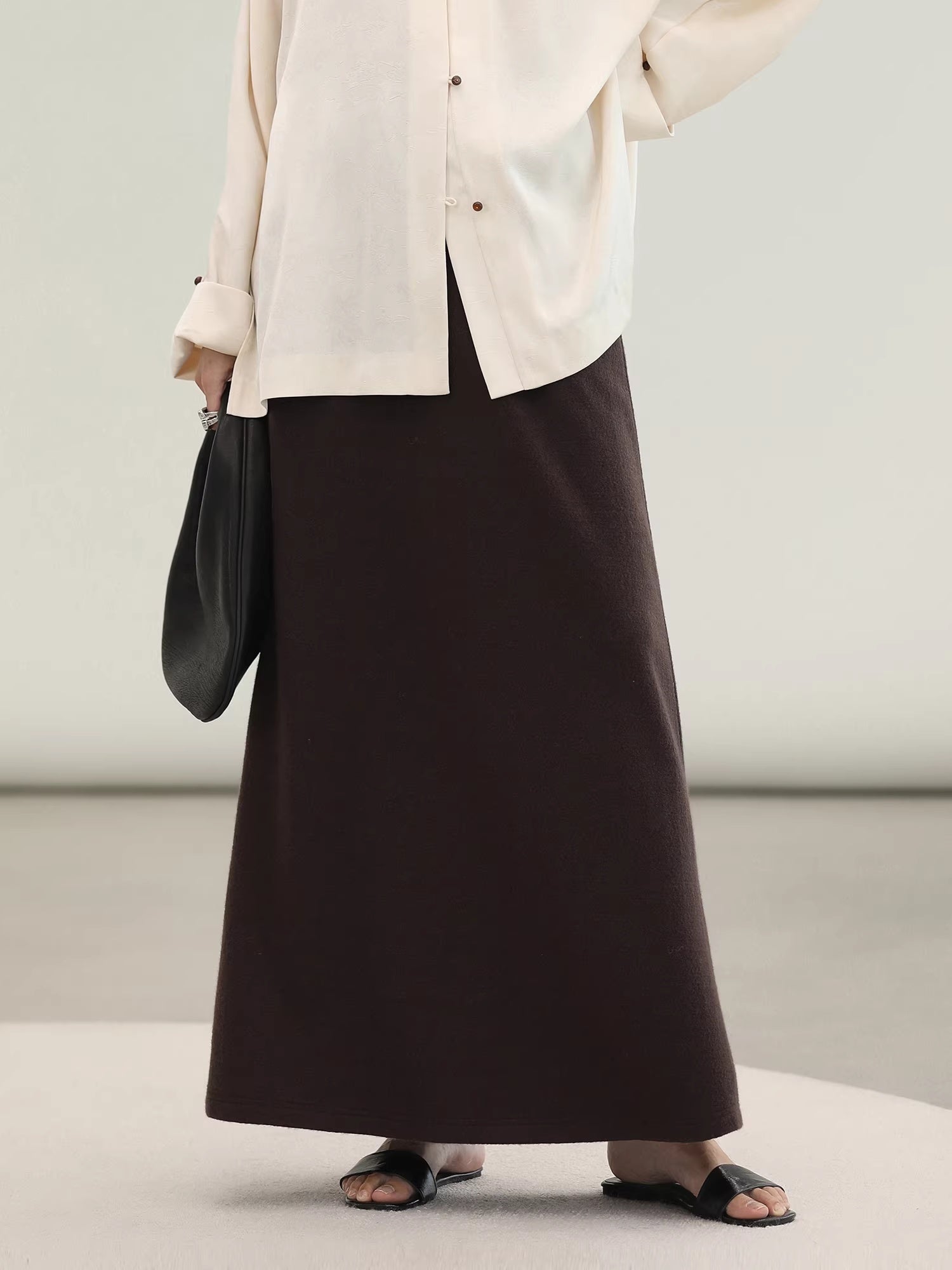COCOBELLA_Chinese_Loose_Button_Long_Sleeve_Round_Neck_Midlength_Casual_Work_T-Shirts_MISSTT