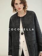 COCOBELLA Chinese Loose Button Long Sleeve Round Neck Midlength Casual Work T-Shirts