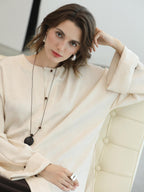 COCOBELLA Chinese Loose Button Long Sleeve Round Neck Midlength Casual Work T-Shirts