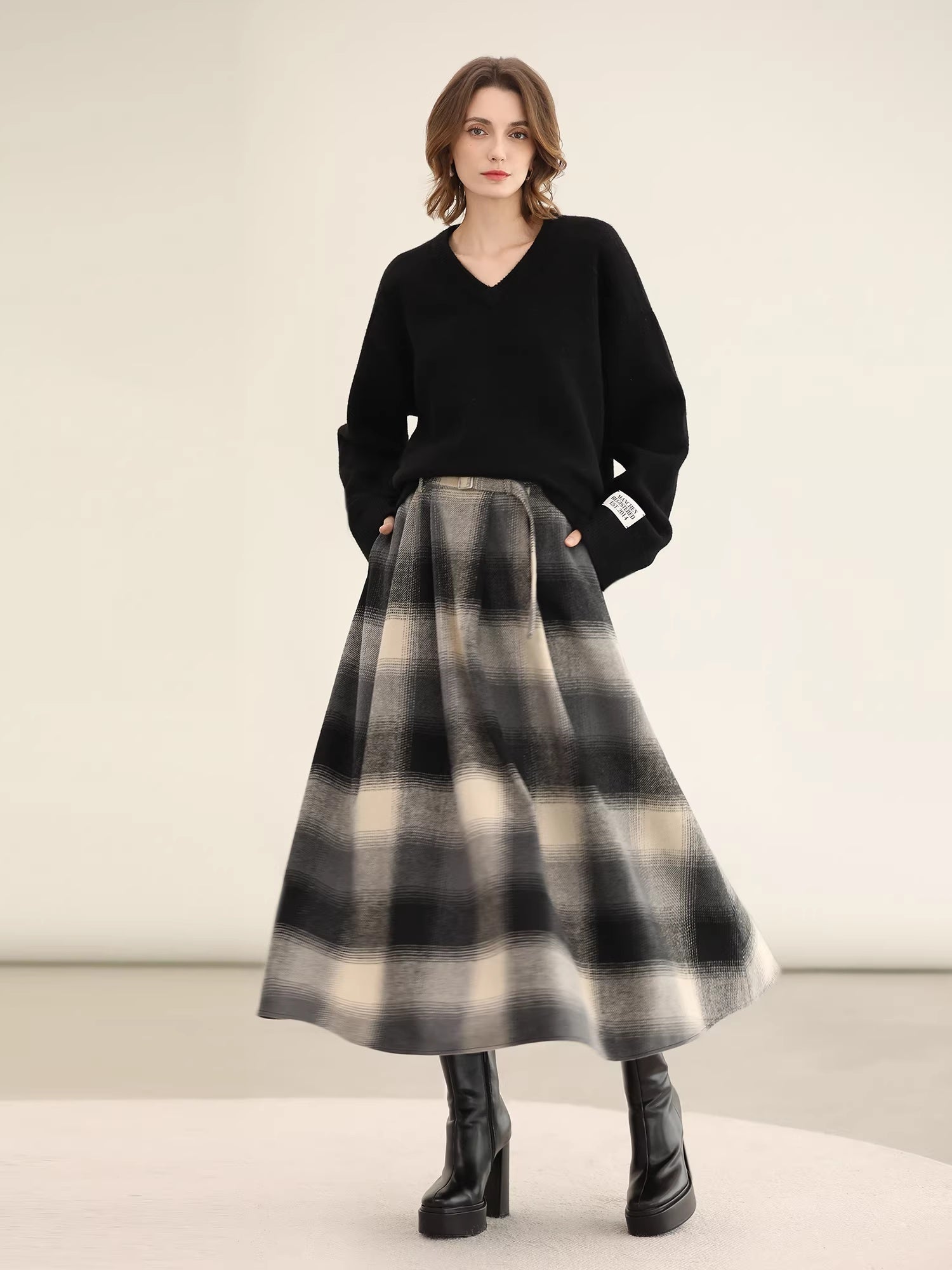 COCOBELLA_Classic_British_Aline_Mid_Waist_Office_Commute_Casual_Womens_Skirts_MISSTT