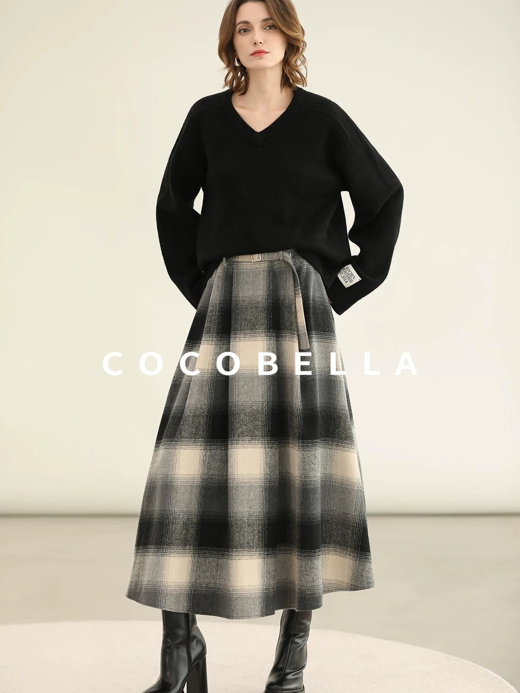 COCOBELLA Classic British Aline Mid Waist Office Commute Casual Womens Skirts